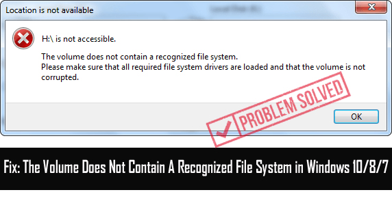 Solved: The Volume Does Not Contain A Recognized File System
