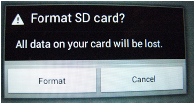 formatting sd card will erase all data