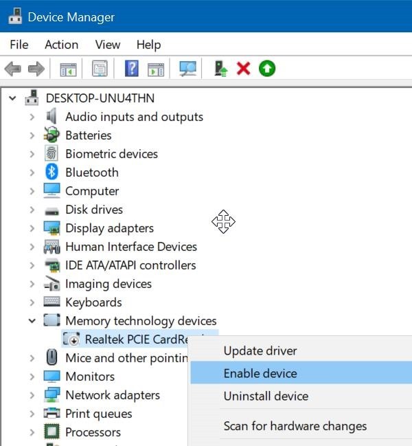 sd host adapter windows 10