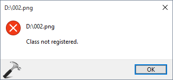 class not registered error when opening pictures