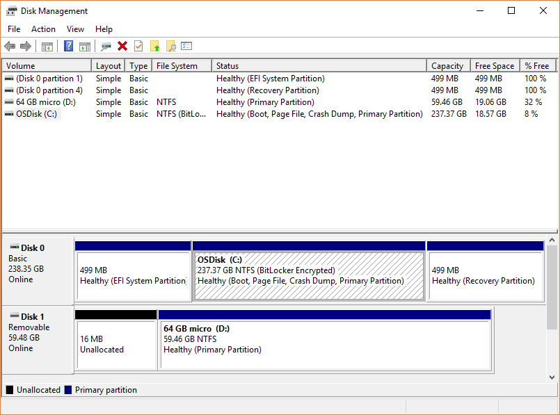 Disk Management Option