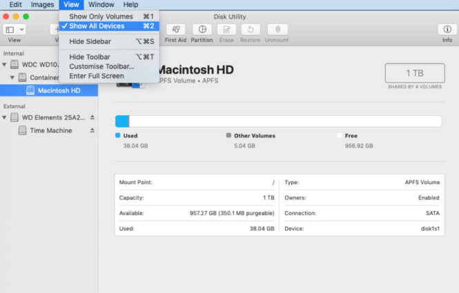 external hard drive not showing up disk utility