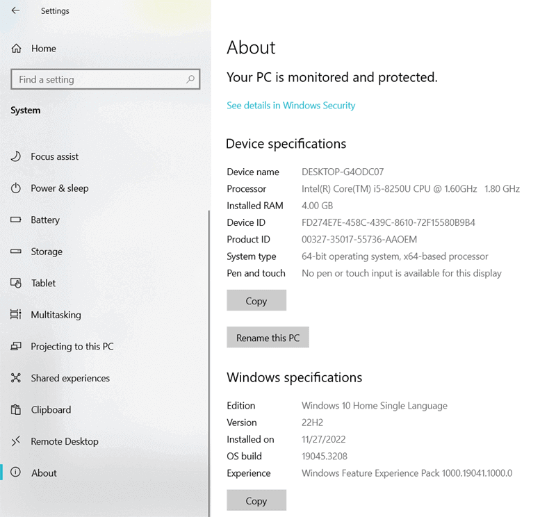 Check Your System’s Specifications