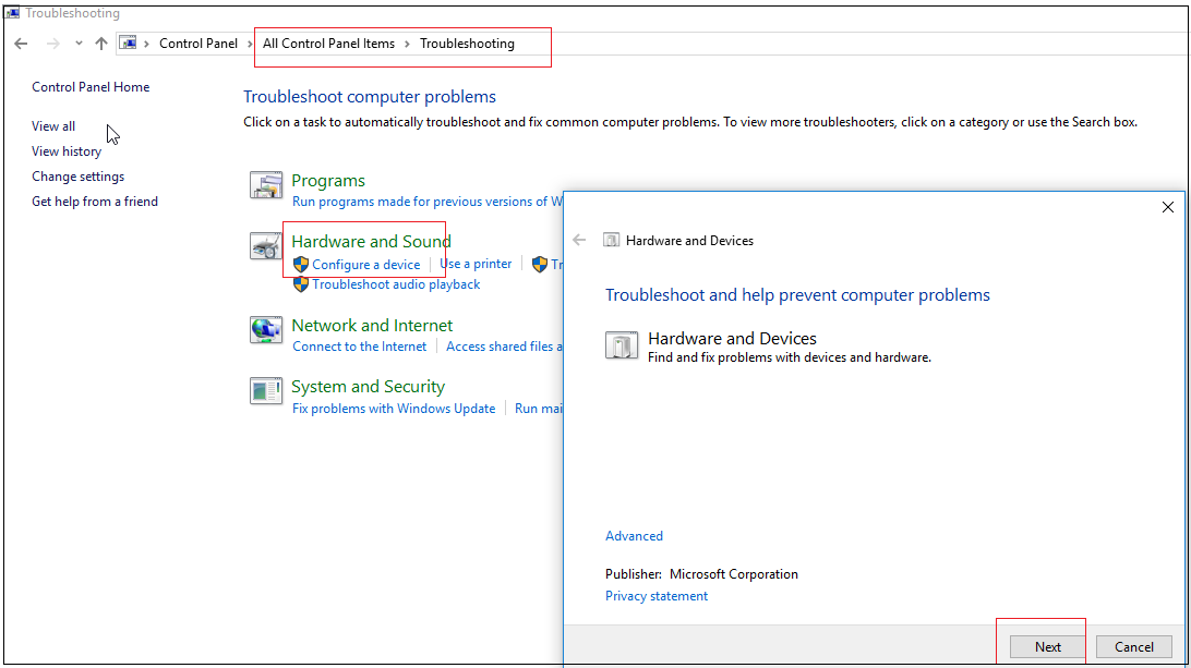 run hardware troubleshooting