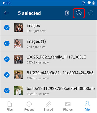 recover deleted B612 photos from OneDrive