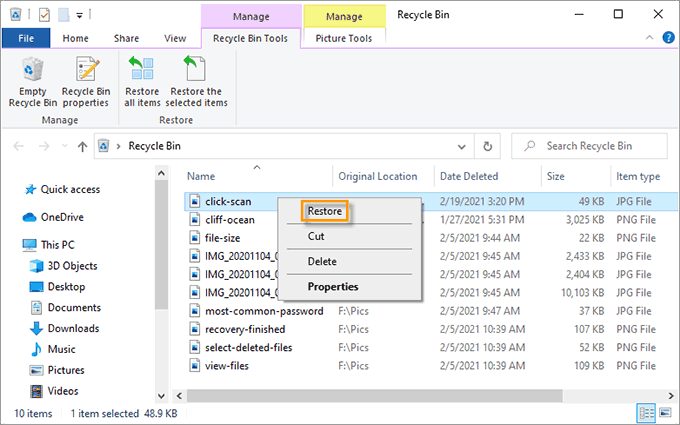 recover deleted photos Windows 10