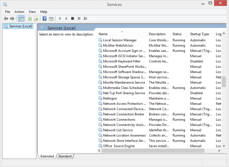 Services list