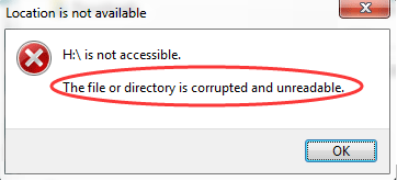 the file or directory is corrupted and unreadable