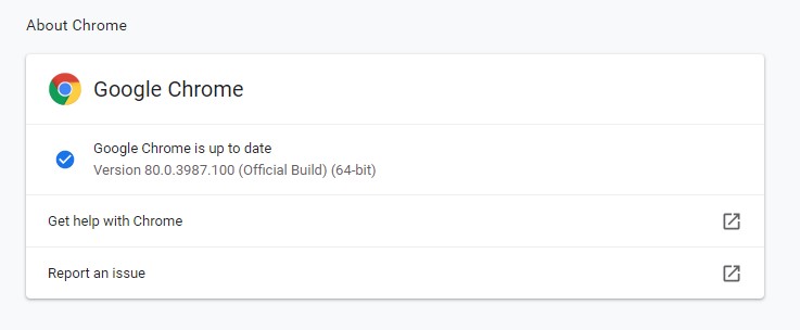 Google Chrome is up to date