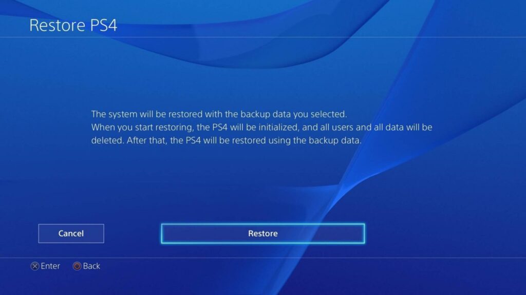 Restore PS4