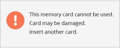 this memory card cannot be used error