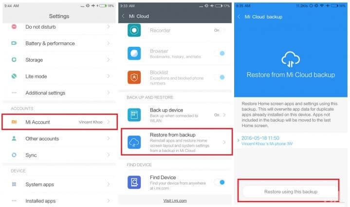 recover data from Mi cloud