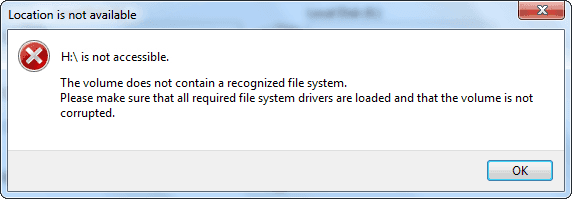 The Volume Does Not Contain A Recognized File System