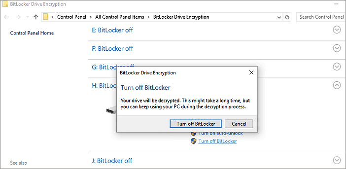 Turn Off the BitLocker Protection