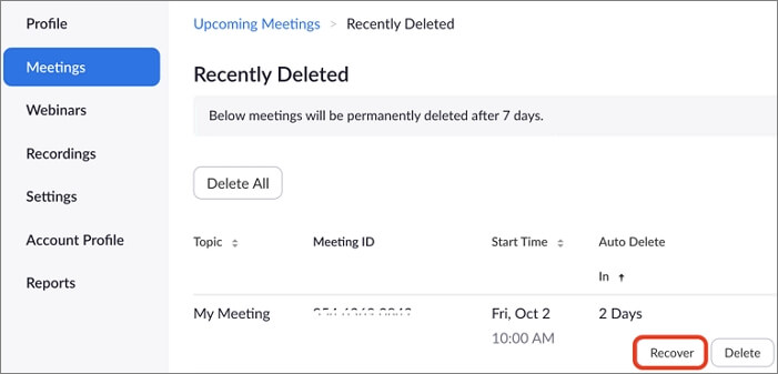 recover deleted Zoom recordings