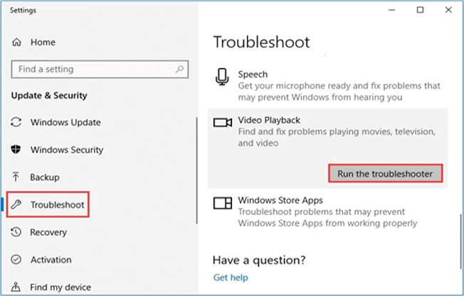 Video Playback Troubleshooter