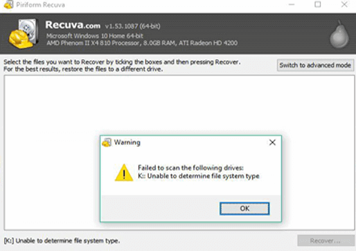 Recuva Unable To Determine File System Type