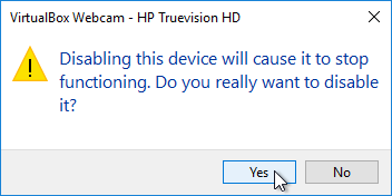 Disabling this device will cause it to stop functioning. Do you really want to disable it