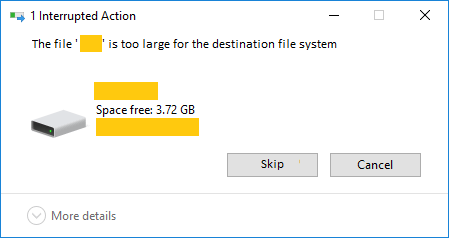 The File Is Too Large for The Destination File System