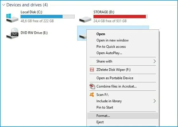 Can't Save To Flash Drive Windows 10