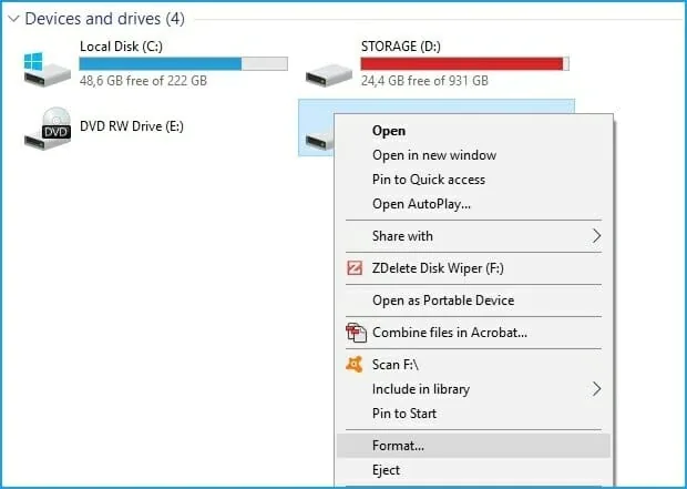 Format the drive
