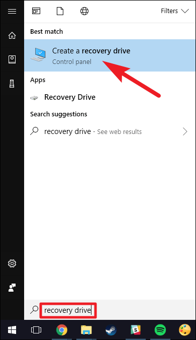 Create Windows 10 Recovery USB