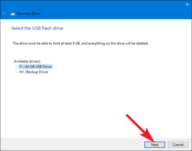 Create Windows 10 Recovery USB