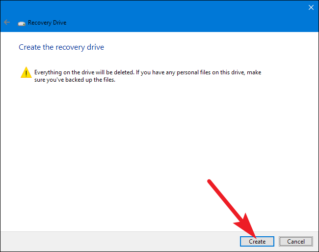 Create Windows 10 Recovery USB